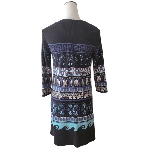 J. Mclaughlin Black & Blue Graphic Shift Dress Size XS - Picture 4 of 5